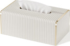 Tissue Box Cover,Black Square Luxury PU Leather Tissue Holder with Gold-Tone Edging Accents,Tissue Box Cover for Bathroom Toilet Bedroom Living Room Table Desk Office,Coffee Table Decor
