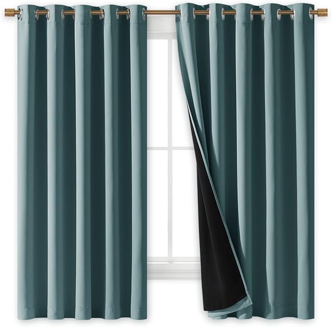 NICETOWN 100% Blackout Lined Curtains, 2 Thick Layers Completely Blackout - Image 2