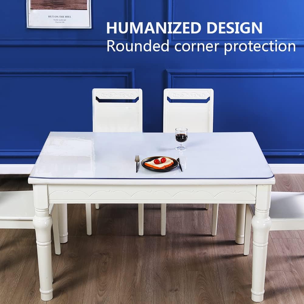 28x60 inch Clear Plastic Dining Room Table Protector PVC Table Cover Mat Desk Pad Mat Rectangular Plastic Outdoor Table Top Protector PVC Table Pad for Coffee Table Kitchen Countertop Bench Entryway