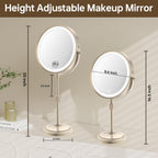 9" Lighted Makeup Mirror with 1X 10X Magnification, Brushed Nickel Finish