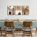 DZRWUBHS Boho Wall Art Prints - 3 Piece Abstract Wall Art for Bedroom, Living Room & Office - Ready To Hang