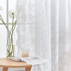 YJ YANJUN Vintage Lace Curtains 72 Inches Long- Victorian Floral Pattern White by YJYANJUN
