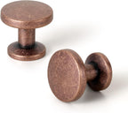 Antique Brass Cabinet Knobs, 1-3/16 Inch Round, Set of 12, Single Hole