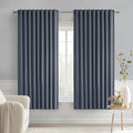 MIULEE Stone Blue Back Tab Blackout Curtains 63 Inch Length 2 Panels Set by MIULEE