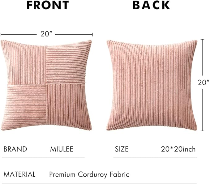 MIULEE Pink Decorative Throw Pillow Covers 20x20 Inch - Image 6