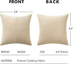 MIULEE Cream Decorative Euro Sham Pillow Covers 24x24 Inch - Image 6