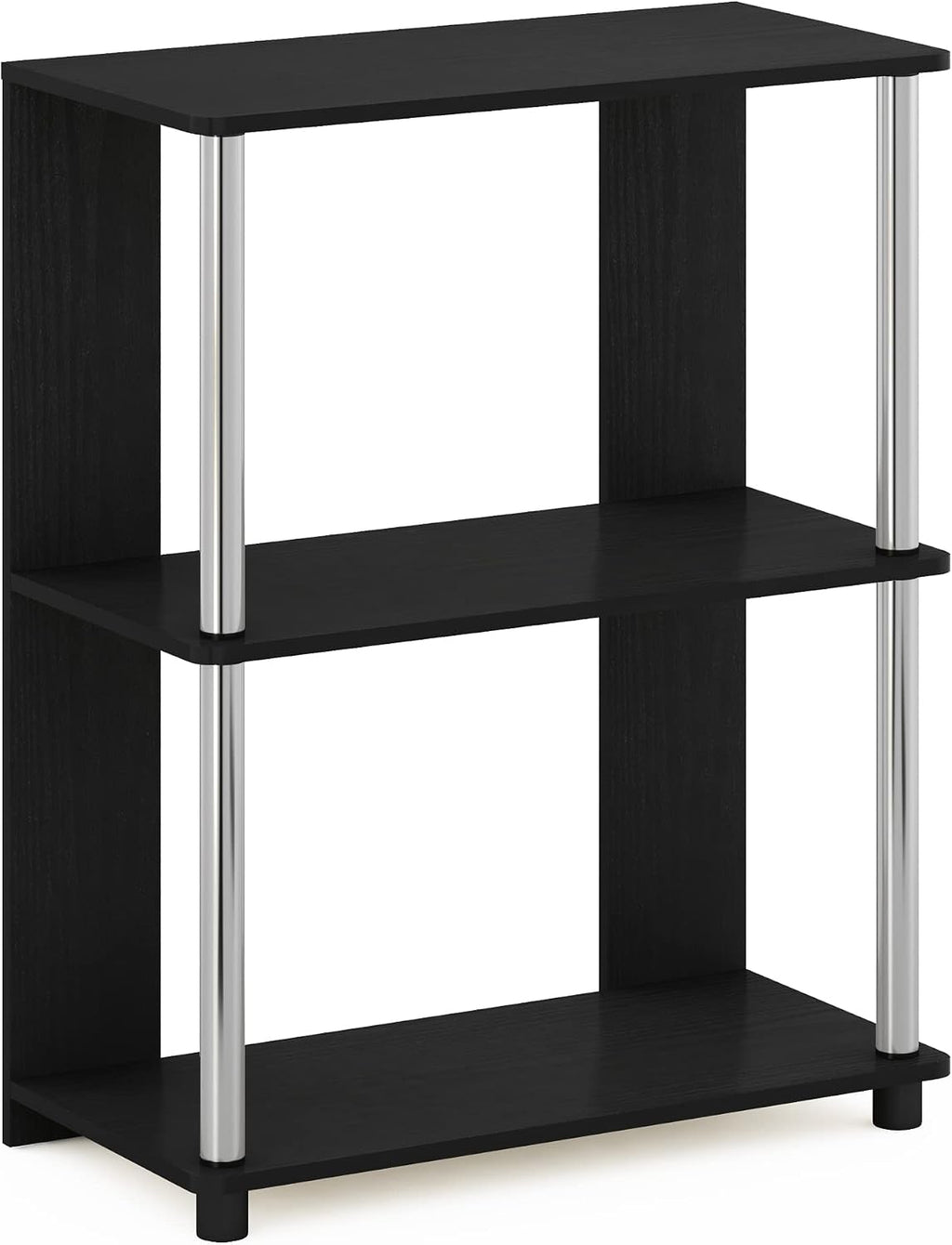 Furinno Jaya Simple Design 3-Tier Bookcase/Bookshelf/Display Rack with Stainless Steel Tubes, Americano