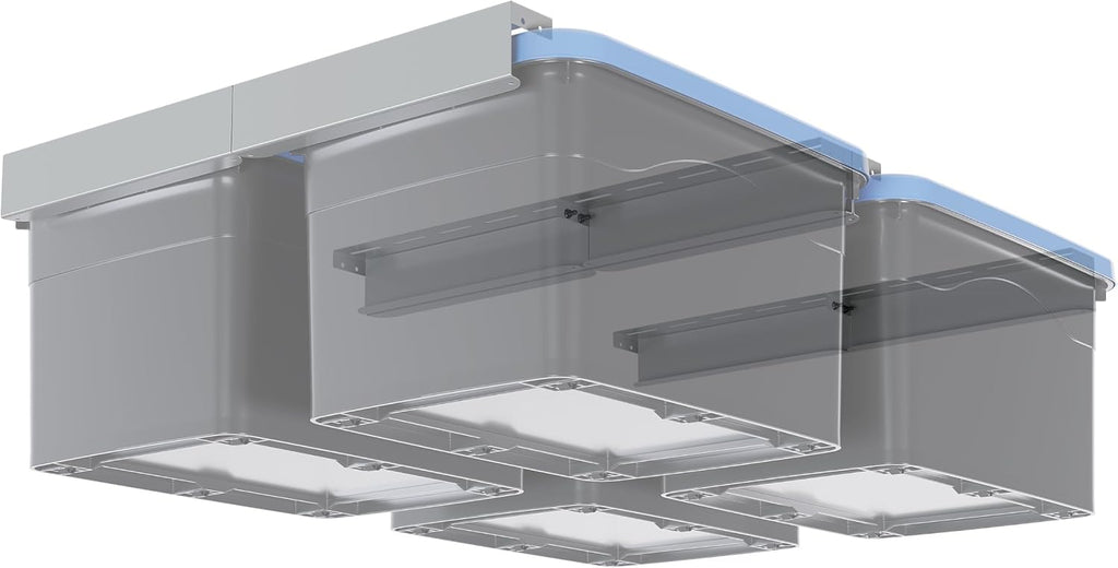 Overhead Garage Storage Rack for 4 Bins, 8pcs Connectable Single Rails