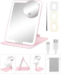 Gospire Travel Makeup Mirror with Lights and Magnification 10X, Pink