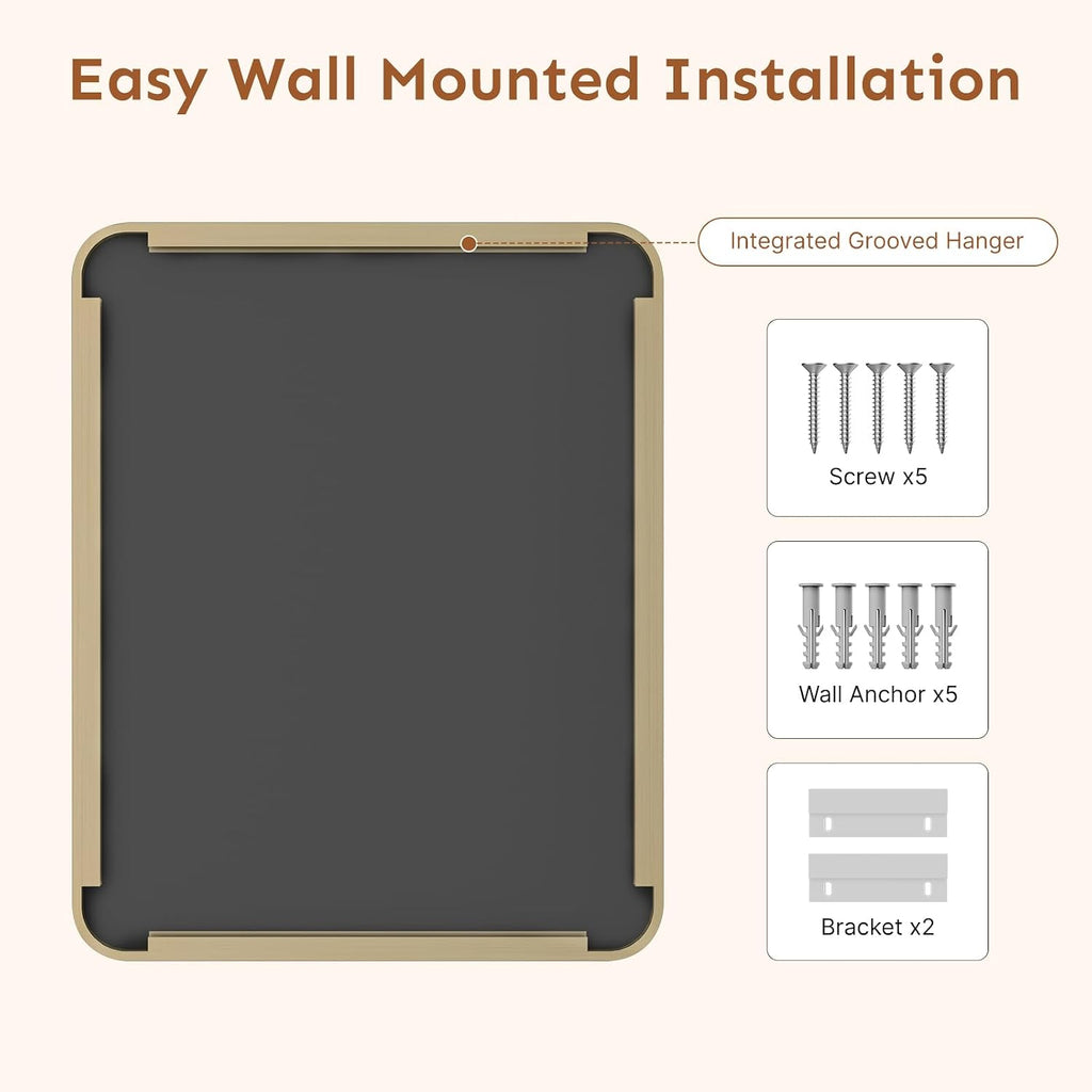 Kosmonia 20x16 Inch Bathroom Vanity Mirror Brushed Champagne Gold
