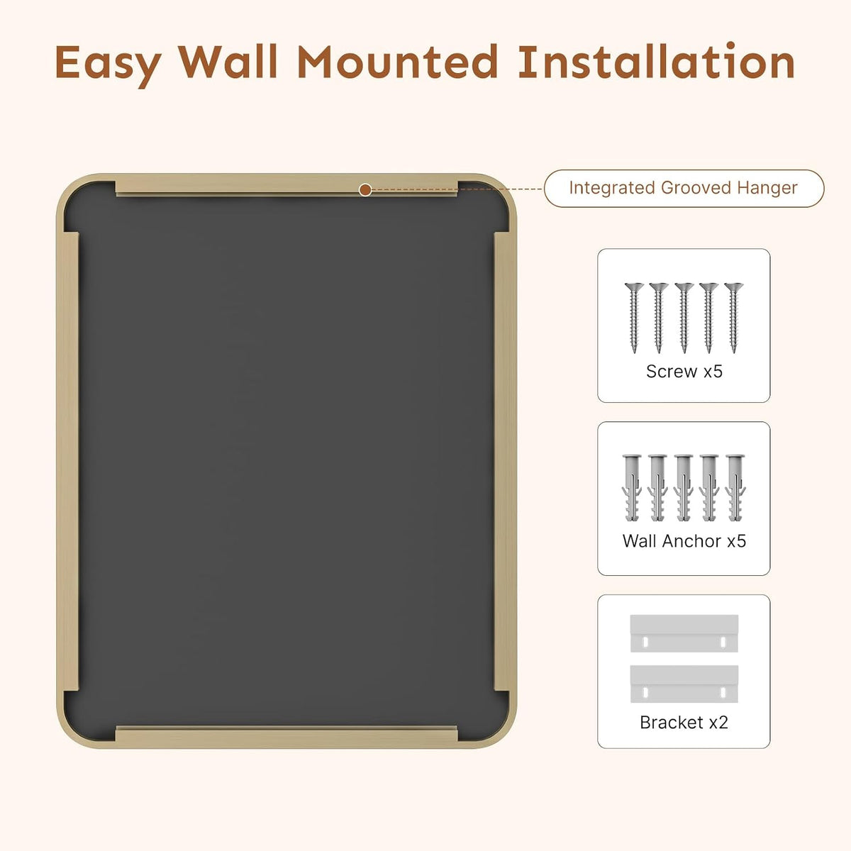 Kosmonia 20x16 Inch Bathroom Vanity Mirror Brushed Champagne Gold