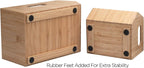 MobileVision Bamboo Storage Bins for Pantry & Kitchen Cabinet Organizer Multi-Purpose 2 PC Stackable Set for Canned Goods, Vegetables, Pouches, Boxed Meals & more