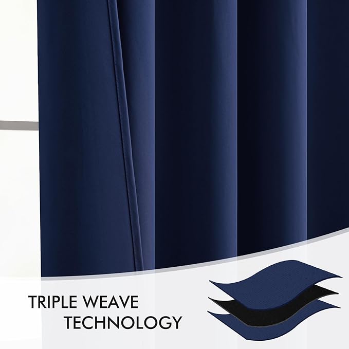 MIULEE Navy Blue Back Tab Blackout Curtains 108 Inch Long 2 Panels Set - Image 7