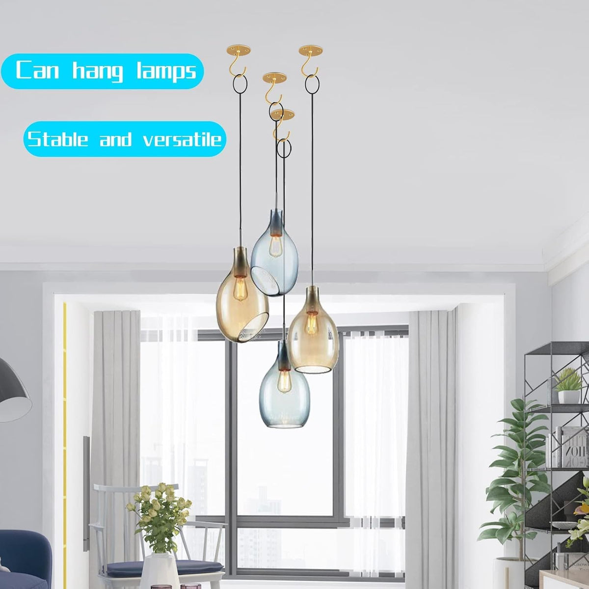 Gold Ceiling Hooks for Hanging Plants, Plant Hanger Indoor Hanging Hooks