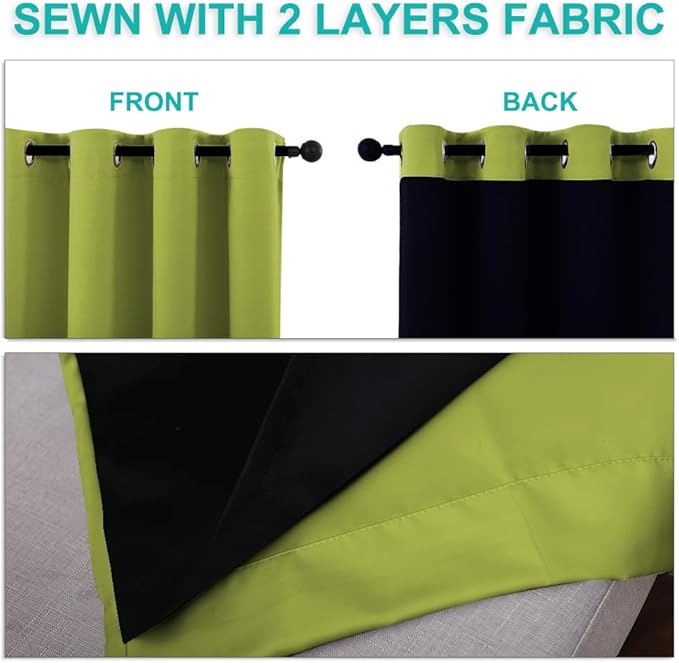 NICETOWN 100% Blackout Curtains 45 inches Long, Fresh Green, 1 Pair, 42 inches - Image 5
