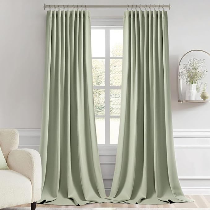 MIULEE Back Tab Sage Green Curtains 96 Inch Long 2 Panels Set - Image 9
