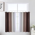 Estelar Textiler Brown and Greyish White Ombre Short Blackout Cafe Curtains 36 by ESTELARTEXTILER