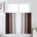 Estelar Textiler Brown and Greyish White Ombre Short Blackout Cafe Curtains 36 by ESTELARTEXTILER