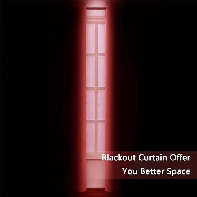 LEMOMO Blackout Curtains 52 x 90 Inch Long Bright Red Curtains Set of 2 Panels - Image 3