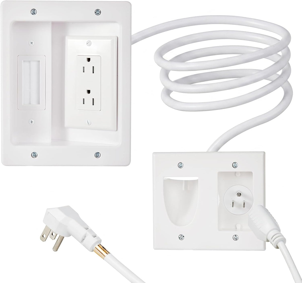 in-Wall Cable Management Kit with Recessed Outlet, 2 AC Outlets