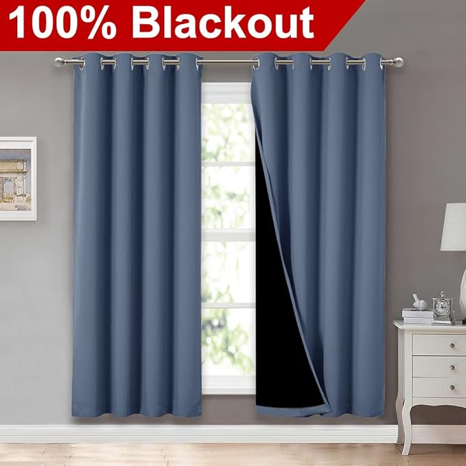 NICETOWN Full Shade Curtain Panels 72 inches Long, Pair of Energy Smart & Noise - Image 2