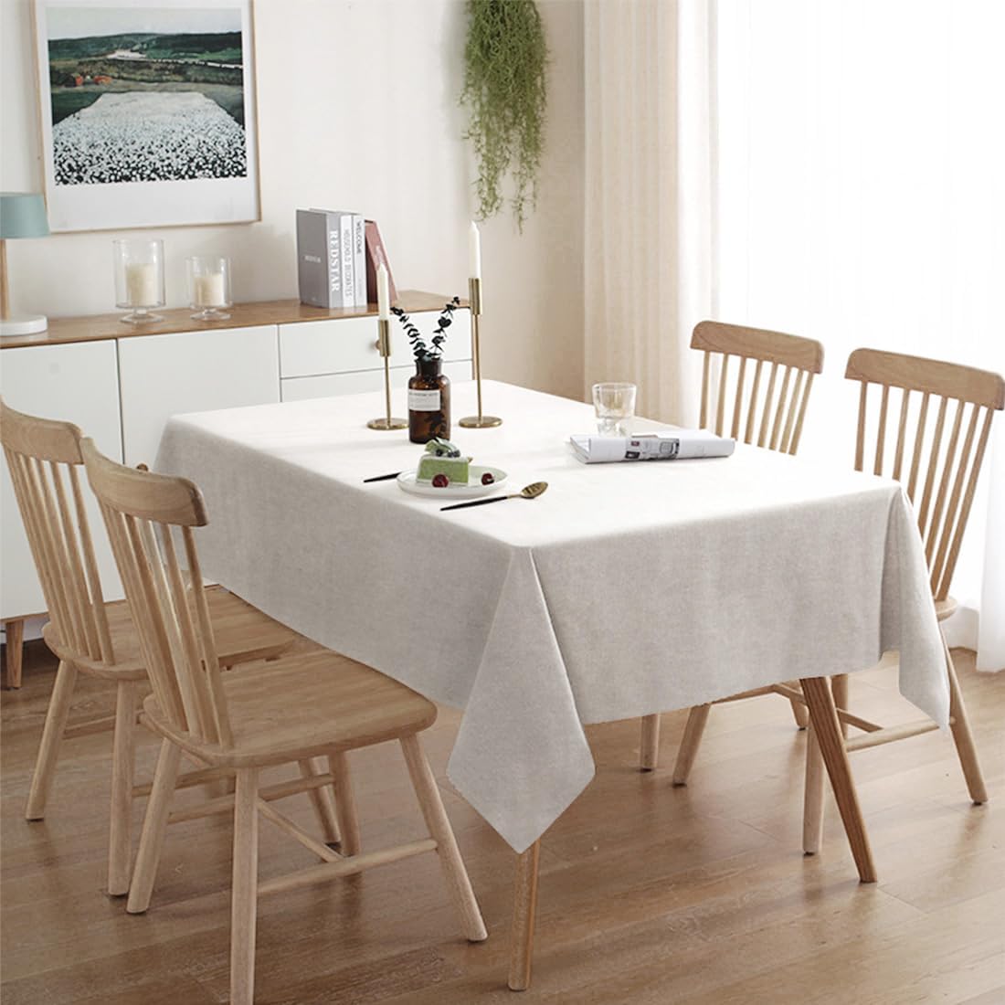Table Cloth Rectangle Table Cover 71"x55" Beige Tablecloth