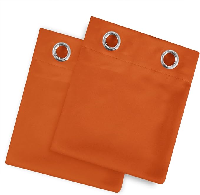 LEMOMO Blackout Curtains 52 x 90 Inch Long Orange Curtains Set of 2 Panels Room - Image 9