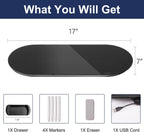 Glass Desktop Whiteboard - 17 X 7 Inches Black Board Pink Light
