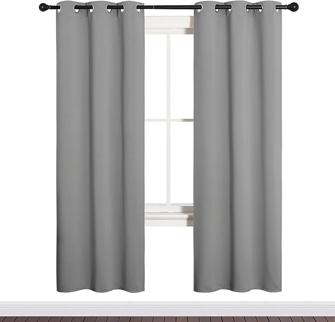NICETOWN Silver Grey Blackout Curtain Panels - Image 2