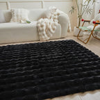 Black Rabbit Plush Rug 5'x8', Fluffy Faux Fur Shaggy Area Rug - Image 5