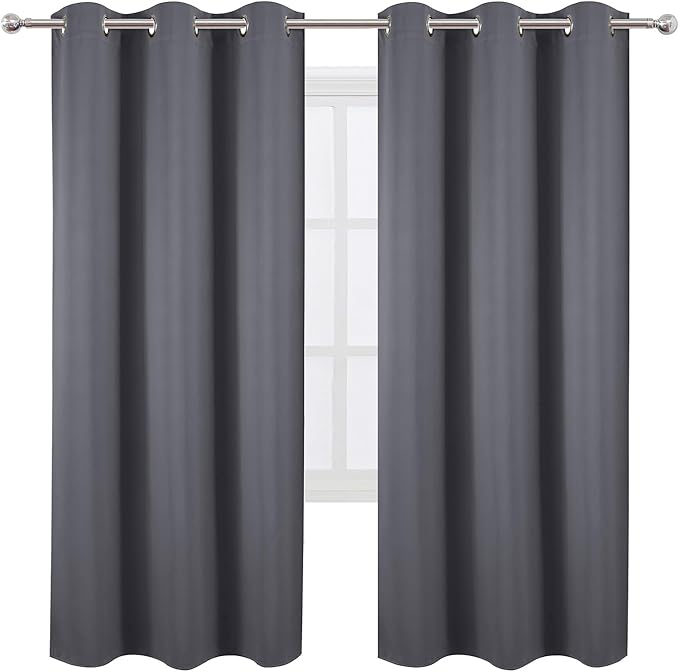 LEMOMO Grey Blackout Curtains 42 x 72 Inch Length/Set of 2 Curtain - Image 2