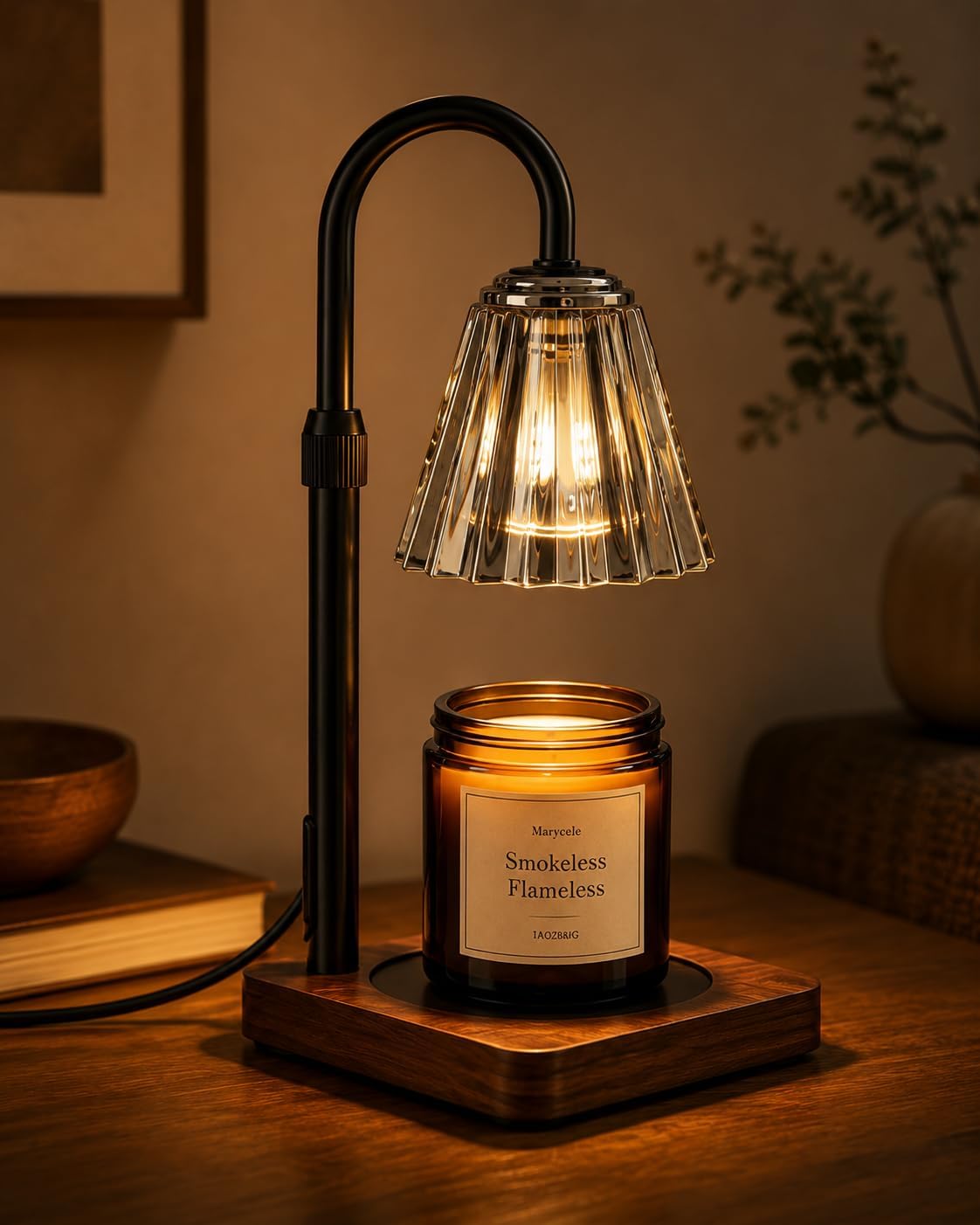 Marycele Candle Warmer Lamp with Timer for Yankee Candles, Adjustable Height Wax Melt Warmer, Birthday Gifts for Mom Women Sister, Vintage Glass Lamp, Christmas Decorations for Home Decor