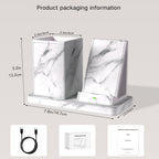 LADSTAG Multi-Functional Pencil Holder for Desk,marble Vegan Leather Organizers with Remote Control Holder,Pencil Holder Desk Organizer with Phone Wireless Charger for Office/Nightstand/Endtable