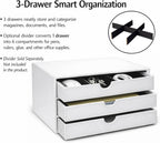 Document Organizer, 3-Drawer File Cabinet Document Storage Box, Office Desktop Filing Organizer, White