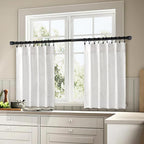 MIULEE White Curtains 36 Inch Length 2 Panels, Soft Thick Linen Textured Semi - Image 3