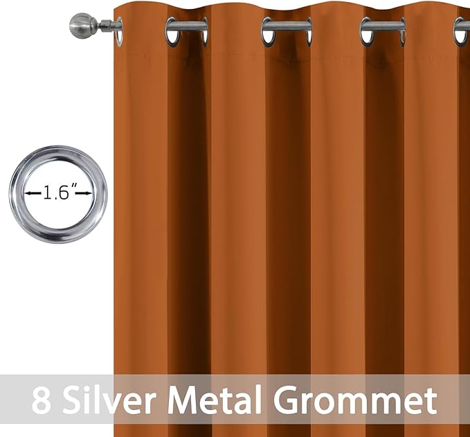 Yakamok Burnt Orange Curtains 84 Inches Length Blackout Curtain - Image 2
