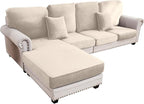 Couch Cover 4-Piece Elastic Velvet Couch Cushion Covers & Chaise Slipcovers by Taque