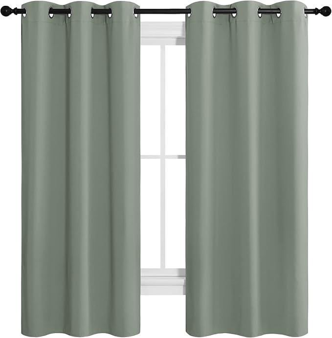 NICETOWN Greyish Green Room Darkening Curtains - Image 2