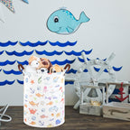 Marine animal kids waterproof foldable laundry basket,Fish Hamper,Nursery Hamper,Baby Storage Baskets for boy Room,Gift Baskets,Home Organizer,Nursery Decor(Fishes)