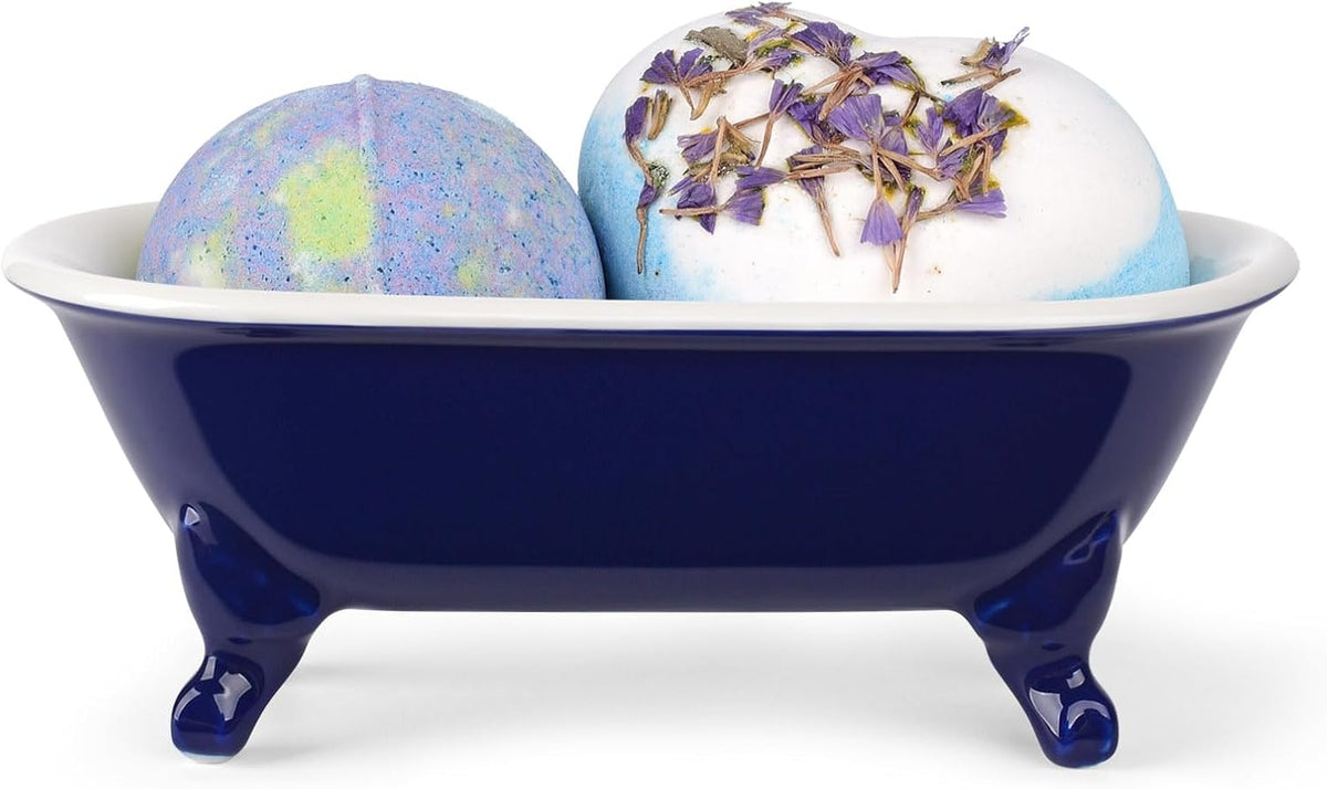 6.5" Mini Clawfoot Bathtub Soap Dish,Bar Soap Holder,Navy Blue