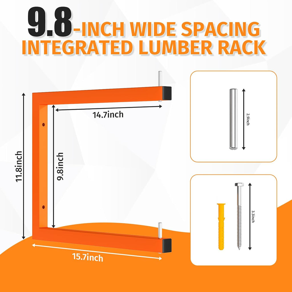 10-Pack Lumber Storage Rack, Wall Mount Wood Rack (10 Level)