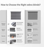 AOSKY Cordless Zebra Blinds for Indoor Windows, 34" W x 72" H, Grey
