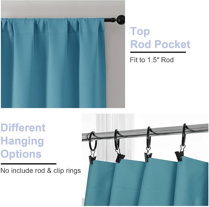 Simplebrand Ava Turquoise Short 36 Inches Blackout Curtain 2 Panels Set - Image 4
