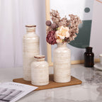 Ceramic Vase Set - 3 Ceramic Small Vases, Farmhouse Country Flower Vase Home Decor, Living Room Decoration, Table Decoration, Fireplace Decor, and Entrance Decorations Centerpieces