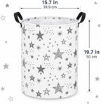 Collapsible Kids Laundry Basket Clothes Hamper, Foldable Storage Organizer Bin, Toy Clothes Storage with Handles for Boys Girls Bedroom, Room Decor Grey Star