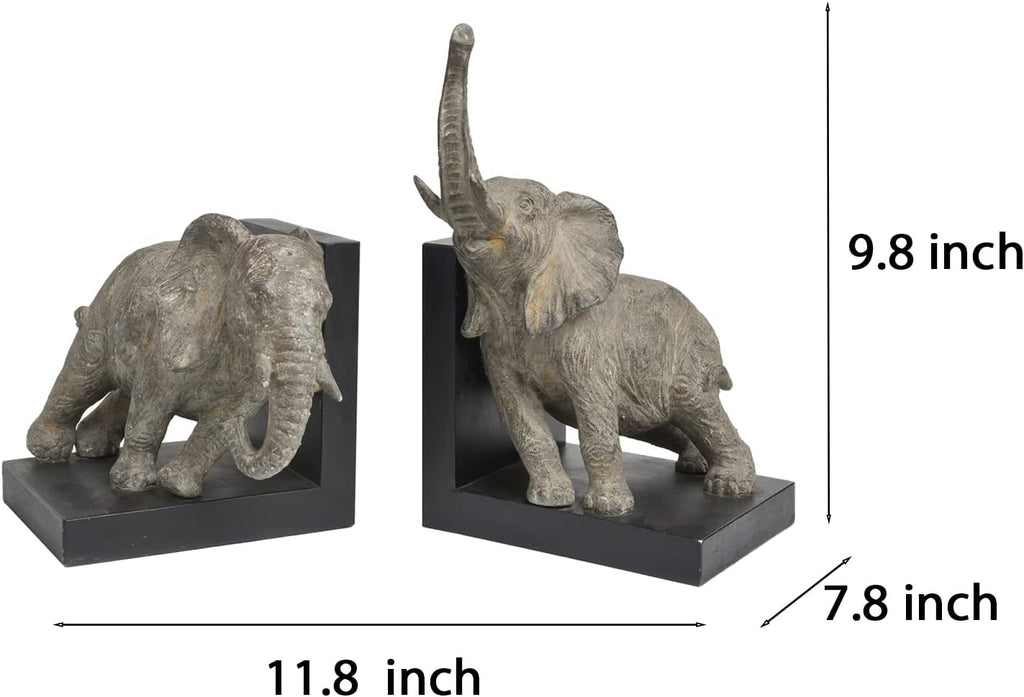 Decorative-Bookends Elephant Book-Ends Heavy Duty - Book Stoppers for Home Office School 5.34 LBS 11.8 * 7.9 * 9.8 Inch Newman House Studio