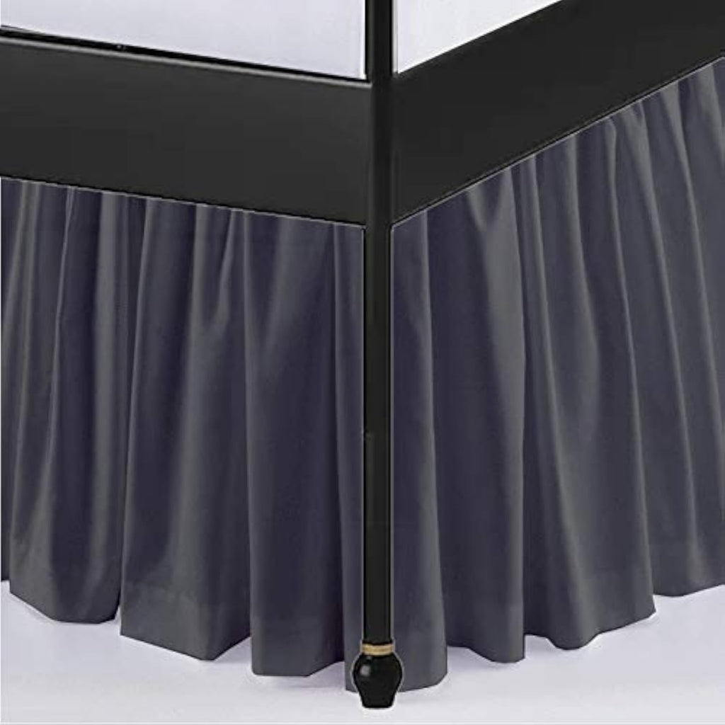 Ruffled Bed Skirt with Split Corners Three Side Coverage-King Size Dust Ruffles Bed Skirts 15 Inch Drop Expertise Tailored Fit Wrinkle Free Bed Skirt Dust Ruffle (King 15 Drop-White)