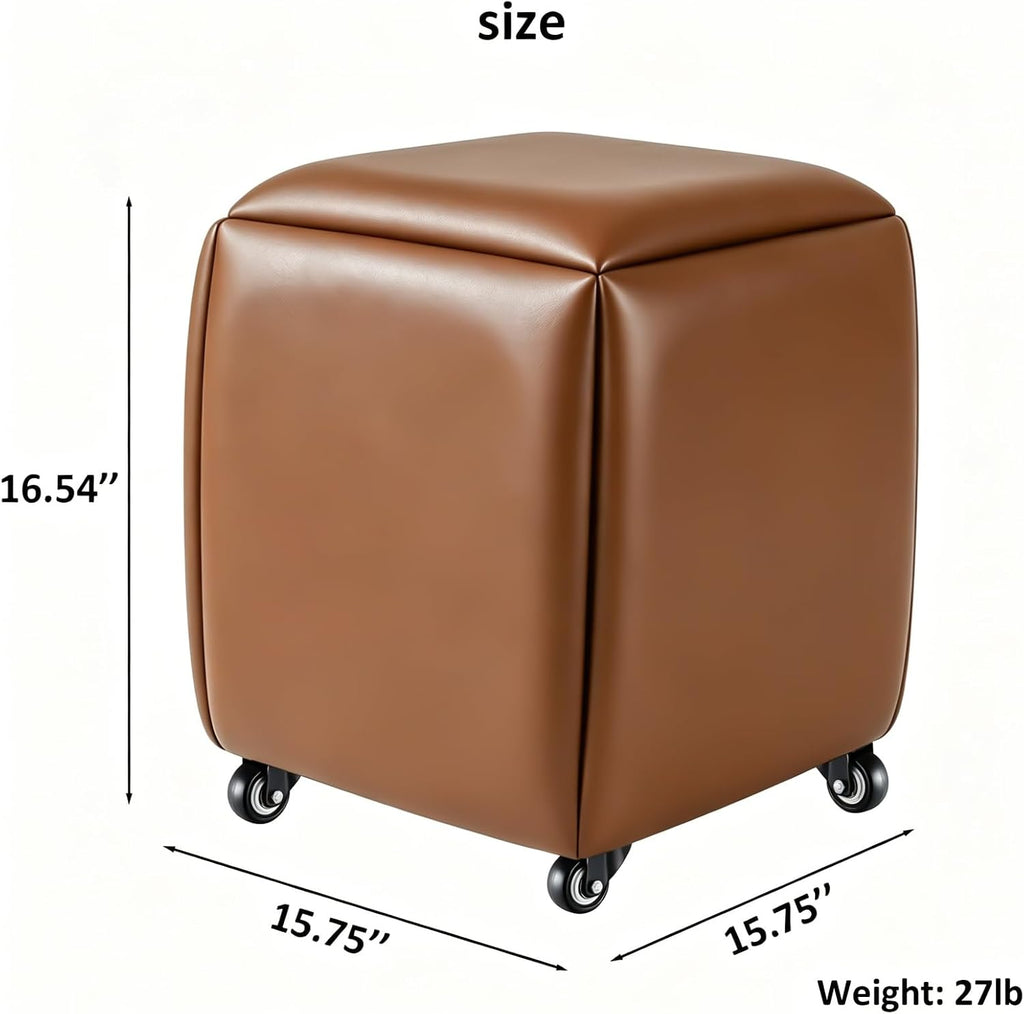 5 in 1 Nesting Leather Ottoman,Stylish Foot Stool with Wheels Living Room