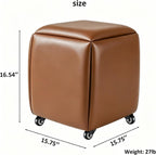 5 in 1 Nesting Leather Ottoman,Stylish Foot Stool with Wheels Living Room