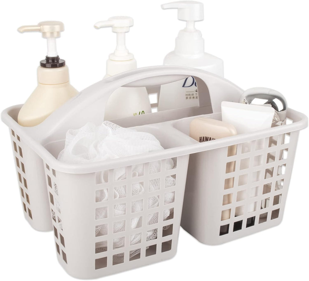 Portable Shower Caddy Basket Plastic Storage Basket with Divided Light Grey